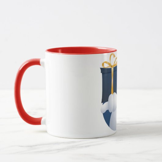 Sneeuwman geeft cadeau... mok (Links)