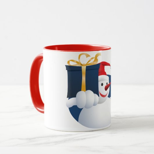 Sneeuwman geeft cadeau... mok (Voorkant links)