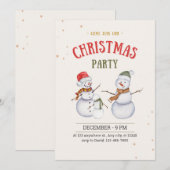 Sneeuwman geïllustreerde Kerstmis partij uitnodigi Kaart (Voorkant / Achterkant)