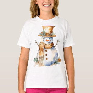 Sneeuwman gekleed in goud t-shirt