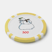 Sneeuwman gele 500 gestreepte poker chip (Enkel)