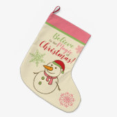Sneeuwman Geloof in magie Grote Kerstsok (Voorkant (Hangend))