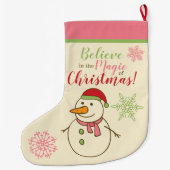 Sneeuwman Geloof in magie Grote Kerstsok (Achterkant)