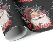 Sneeuwman gelooft Santa Red Plaid Pet Kerst Cadeaupapier (Rol Hoek)