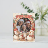  sneeuwman gelukkig nieuwjaar briefkaart (Staand voorkant)