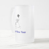 Sneeuwman Gelukkig Nieuwjaar Matglas Bierpul (Voorkant links)