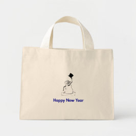 Sneeuwman Gelukkig Nieuwjaar Mini Tote Bag
