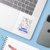 Sneeuwman Gelukkig Nieuwjaar Sticker (Laptop met iPhone)