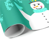 Sneeuwman Gelukkig Nieuwjaar Wrapping Papier (Rol Hoek)