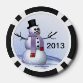 Sneeuwman Gelukkige Vakantie Poker Chip (Achterkant)
