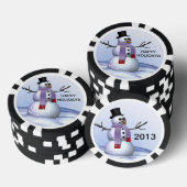 Sneeuwman Gelukkige Vakantie Poker Chip (Opstapeling)