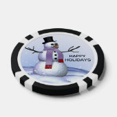 Sneeuwman Gelukkige Vakantie Poker Chip (Enkel)