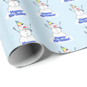 Sneeuwman Gelukkige Verjaardag Cadeaupapier (Rol Hoek)