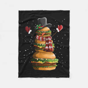 Sneeuwman gemaakt van Burgers Cheeseburger Fast Fo Fleece Deken