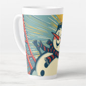 Sneeuwman geniet van een roller onderzetter latte mok (Linkerhoek)