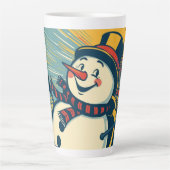 Sneeuwman geniet van een roller onderzetter latte mok (Voorkant)