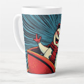 Sneeuwman geniet van een roller onderzetter. latte mok (Linkerhoek)