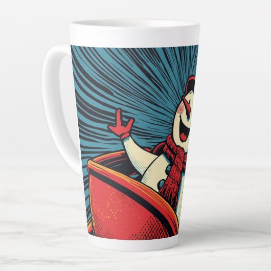 Sneeuwman geniet van een roller onderzetter. latte mok (Linkerhoek)