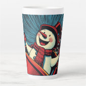 Sneeuwman geniet van een roller onderzetter. latte mok (Voorkant)