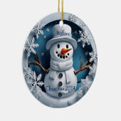 Sneeuwman gepersonaliseerde kerst ornament (Rechts)