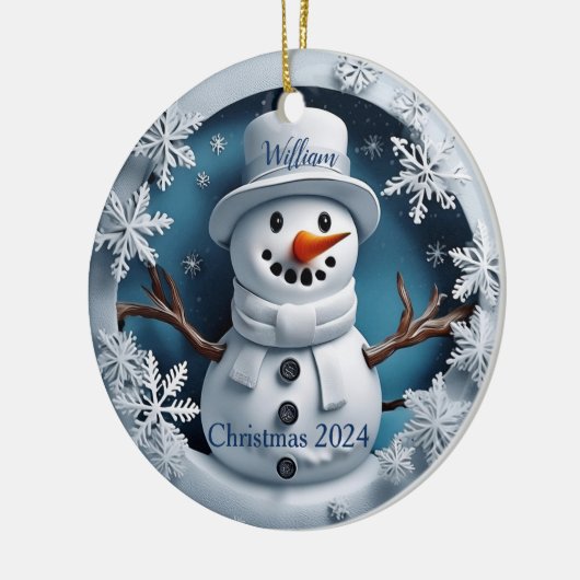 Sneeuwman gepersonaliseerde kerst ornament (Links)
