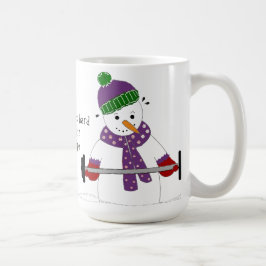 Sneeuwman gewichtheffen met spreuk koffiemok