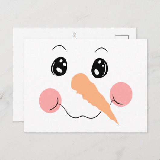 Sneeuwman Gezicht Briefkaart (Voorkant / Achterkant)