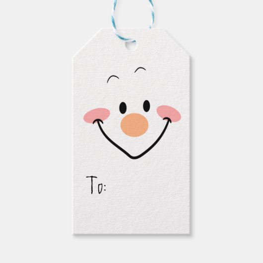Sneeuwman Gezicht Cadeaulabel (Voorkant)