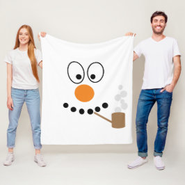 Sneeuwman Gezicht Cartoon Kerstmis Grappig Fleece Deken