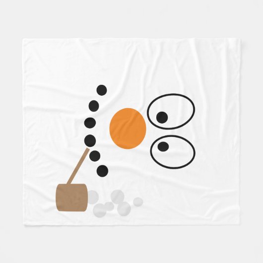 Sneeuwman Gezicht Cartoon Kerstmis Grappig Fleece Deken (Voorkant (Horizontaal))