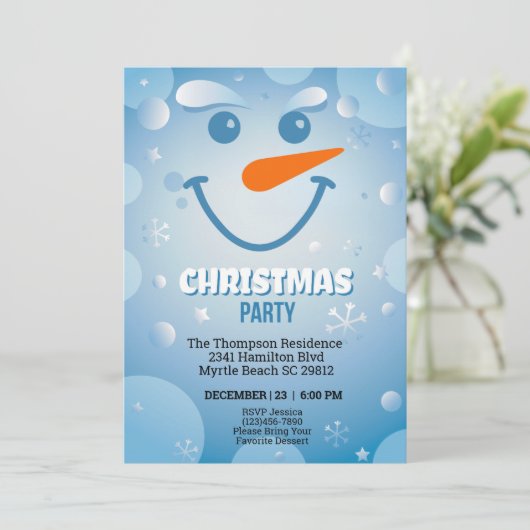 Sneeuwman Gezicht Kerstfeest Kaart (Staand voorkant)