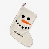 Sneeuwman gezicht met aangepaste naam kleine kerstsok (Voorkant (Hangend))