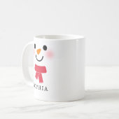 Sneeuwman Gezicht Mok, Aangepaste Naam Vakantie Ko Koffiemok (Voorkant links)