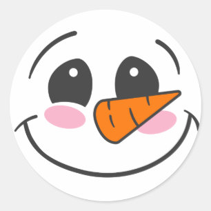 Sneeuwman Gezicht Ronde Sticker