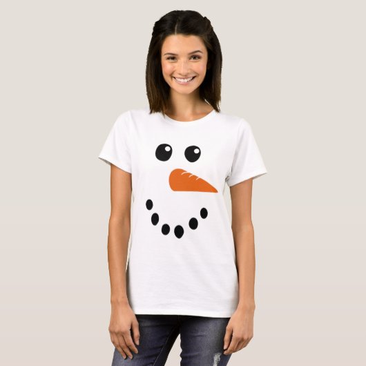 Sneeuwman Gezicht T-shirt (Voorkant volledig)