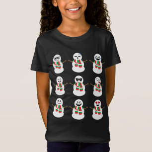 Sneeuwman Gezichten Karakters Leuke Kerstmis T-shirt