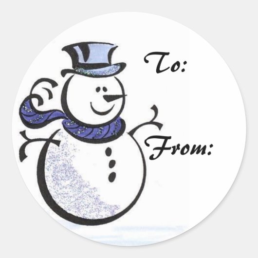 Sneeuwman Gift Label Sticker (Voorkant)