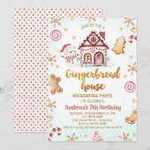 Sneeuwman Gingerbread Huis Decoreren Verjaardag Kaart (Voorkant / Achterkant)