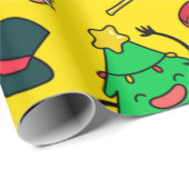 Sneeuwman Gingerbread Man Kerstbomen Cadeaupapier (Rol Hoek)