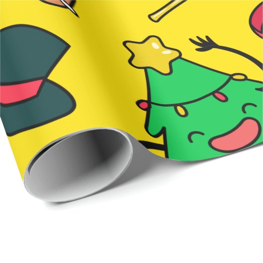 Sneeuwman Gingerbread Man Kerstbomen Cadeaupapier (Rol Hoek)