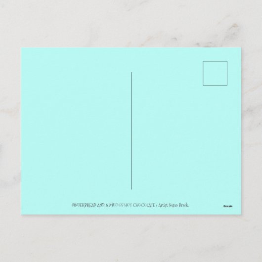 SNEEUWMAN, GINGERBREAD MAN & MOK VAN WARME CHOCOLA FEESTDAGENKAART (Achterkant)