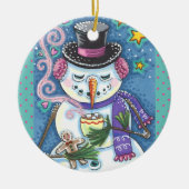 SNEEUWMAN, GINGERBREAD MAN & MOK VAN WARME CHOCOLA KERAMISCH ORNAMENT (Voorkant)