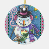SNEEUWMAN, GINGERBREAD MAN & MOK VAN WARME CHOCOLA KERAMISCH ORNAMENT (Voorkant)
