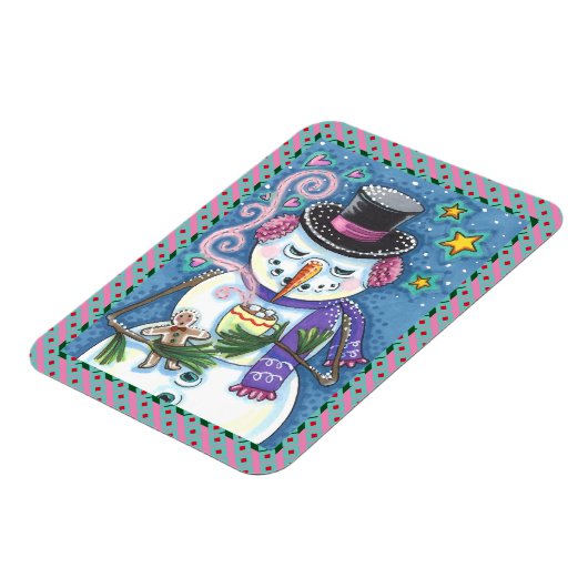 SNEEUWMAN, GINGERBREAD MAN & MOK VAN WARME CHOCOLA MAGNEET (Linkerzijde)