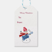 Sneeuwman Gitaarspeler Cadeaulabel (Voorkant)