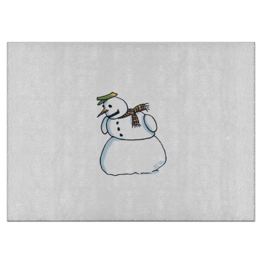 Sneeuwman glazen snijplank (Voorkant)