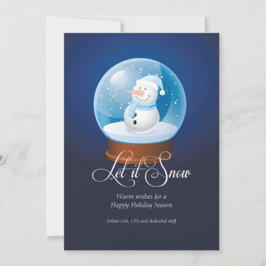 Sneeuwman Globe Zakelijke Kerstkaart (Voorkant)