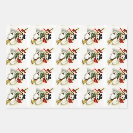 Sneeuwman Glossy Gift Wrap Set Inpakpapier Vel (Voorkant)