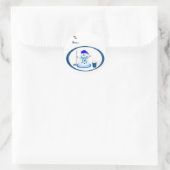 Sneeuwman Golfer Ronde Sticker (Tas)