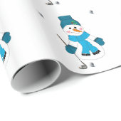 Sneeuwman Golfer Seizoenswing Inpakpapier (Rol Hoek)